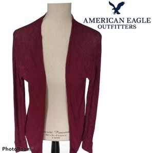 2/$15 American Eagle Burgundy Knit Cardigan Small